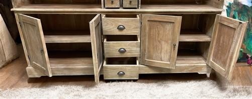 Kitchen Hutch Cabinet - Curved Door Natural Wood Kitchen Hutch Cabinet, Pantry Cupboard, Storage J by The Old Grainery (Ba...