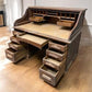 4'6" Wood Desk with Twin Pedestals, Vintage Oak Secretary Desk Home/Office Desk