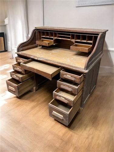 4'6" Wood Desk with Twin Pedestals, Vintage Oak Secretary Desk Home/Office Desk