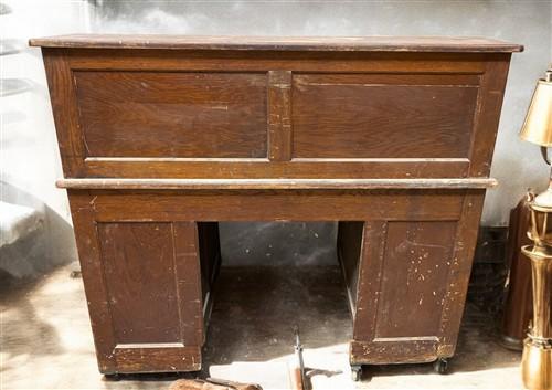 4'6" Wood Desk with Twin Pedestals, Vintage Oak Secretary Desk Home/Office Desk