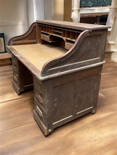 4'6" Wood Desk with Twin Pedestals, Vintage Oak Secretary Desk Home/Office Desk