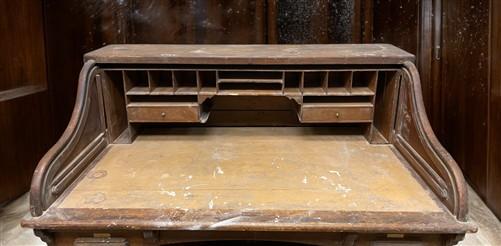 4'6" Wood Desk with Twin Pedestals, Vintage Oak Secretary Desk Home/Office Desk