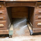 4'6" Wood Desk with Twin Pedestals, Vintage Oak Secretary Desk Home/Office Desk