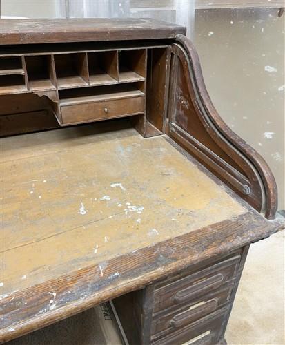 4'6" Wood Desk with Twin Pedestals, Vintage Oak Secretary Desk Home/Office Desk