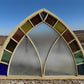Antique Stained Glass, Arched Church Window, Architectural Leaded Art Glass A43