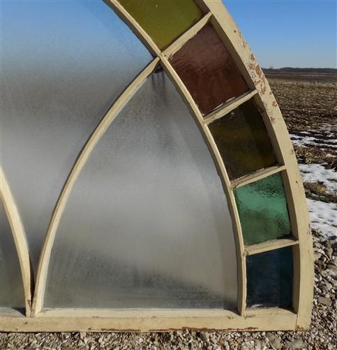 Antique Stained Glass, Arched Church Window, Architectural Leaded Art Glass A43