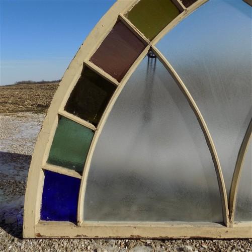 Antique Stained Glass, Arched Church Window, Architectural Leaded Art Glass A43