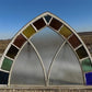 Antique Stained Glass, Arched Church Window, Architectural Leaded Art Glass A43