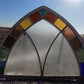 Antique Stained Glass, Arched Church Window, Architectural Leaded Art Glass A43