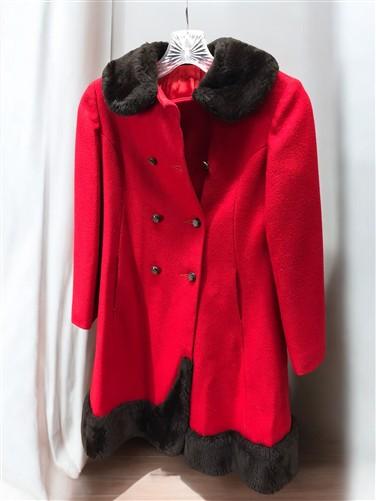 Girls coat - Rothschild Girls Red Dress Coat, Faux Fur Collar Hem, Vintage Holiday Coat, by The Old Grainery (Basic Coat,...