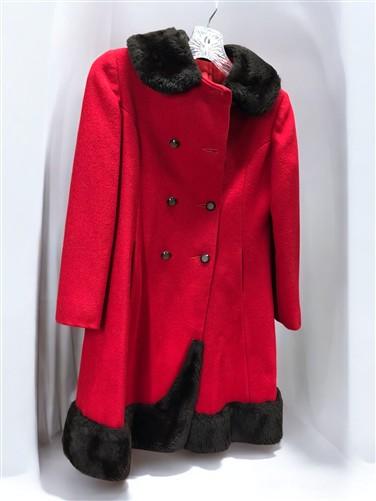 Girls coat - Rothschild Girls Red Dress Coat, Faux Fur Collar Hem, Vintage Holiday Coat, by The Old Grainery (Basic Coat,...