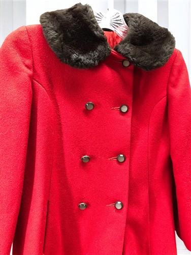 Girls coat - Rothschild Girls Red Dress Coat, Faux Fur Collar Hem, Vintage Holiday Coat, by The Old Grainery (Basic Coat,...
