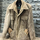 Mens coat - JC Penneys Mens Large Lined Jacket Coat, Vintage Tan Velour Snap Front Sz L Coat by The Old Grainery (Brass sn...