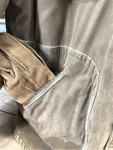 Mens coat - JC Penneys Mens Large Lined Jacket Coat, Vintage Tan Velour Snap Front Sz L Coat by The Old Grainery (Brass sn...