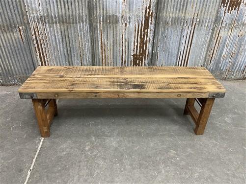 Bench - Rustic Folding Bench (54x14.5) Vintage Reclaimed Wood Bench, Farmhouse Seat, A72 by The Old Grainery (Adults, Benc...