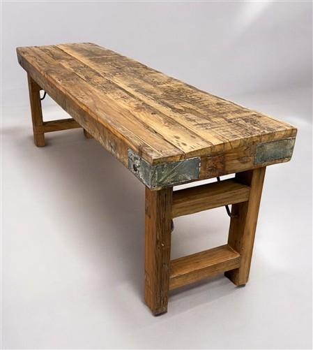 Bench - Rustic Folding Bench (54x14.25) Vintage Reclaimed Wood Bench, Farmhouse Seat A74 by The Old Grainery (Adults, Benc...