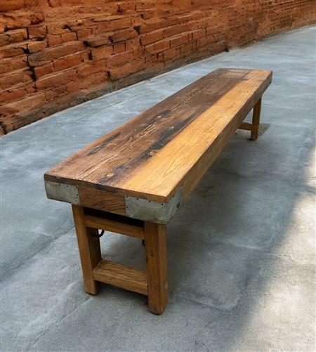 Rustic Folding Bench (72x14.5) Vintage Reclaimed Wood Bench, Farmhouse Seat, A81