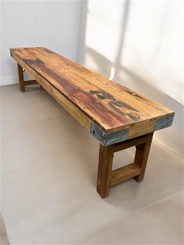 Rustic Folding Bench (72x14.5) Vintage Reclaimed Wood Bench, Farmhouse Seat, A84