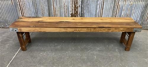 Bench - Rustic Folding Bench (72x14.5) Vintage Reclaimed Wood Bench, Farmhouse Seat, A85 by The Old Grainery (Adults, Benc...