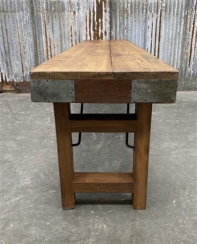 Rustic Folding Bench (72x14.5) Vintage Reclaimed Wood Bench, Farmhouse Seat, A87