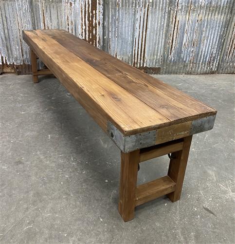 Rustic Folding Bench (72x14.5) Vintage Reclaimed Wood Bench, Farmhouse Seat, A83