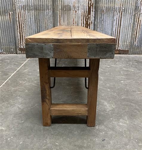 Bench - Rustic Folding Bench (84x14.25) Vintage Reclaimed Wood Bench, Farmhouse Seat A91 by The Old Grainery (Adults, Benc...