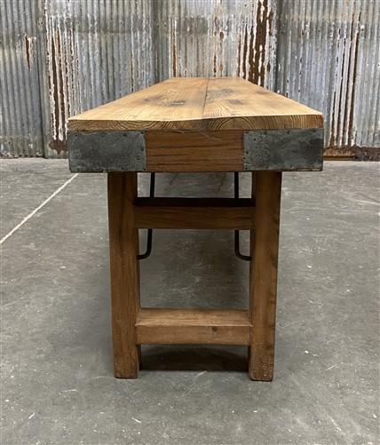 Rustic Folding Bench (84x14.5) Vintage Reclaimed Wood Bench, Farmhouse Seat, A94