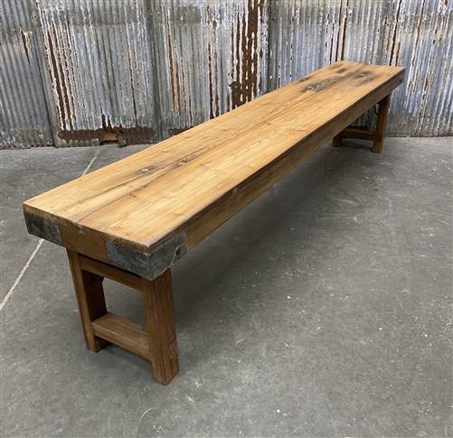 Rustic Folding Bench (84x14.5) Vintage Reclaimed Wood Bench, Farmhouse Seat, A94