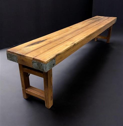 Rustic Folding Bench (84x14.5) Vintage Reclaimed Wood Bench, Farmhouse Seat, A95
