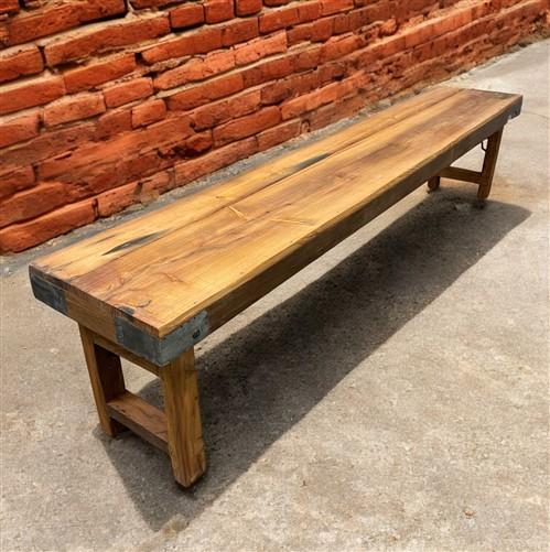 Bench - Rustic Folding Bench (84x14.5) Vintage Reclaimed Wood Bench, Farmhouse Seat, A98 by The Old Grainery (Adults, Benc...