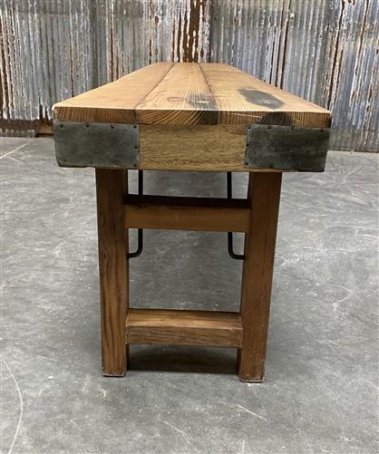 Bench - Rustic Folding Bench (96x14.5) Vintage Reclaimed Wood Bench, Farmhouse Seat A103 by The Old Grainery (Adults, Benc...