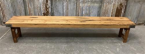Rustic Folding Bench (96x14.5) Vintage Reclaimed Wood Bench, Farmhouse Seat A106