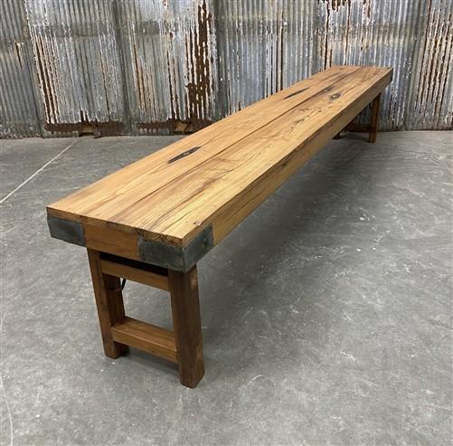 Rustic Folding Bench (96x14.5) Vintage Reclaimed Wood Bench, Farmhouse Seat A106