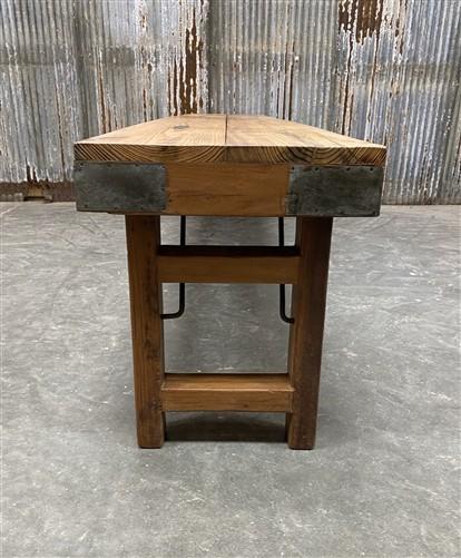Rustic Folding Bench (96x14.5) Vintage Reclaimed Wood Bench, Farmhouse Seat A106