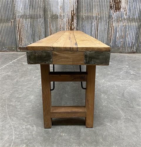 Bench - Rustic Folding Bench (96x14.5) Vintage Reclaimed Wood Bench, Farmhouse Seat A109 by The Old Grainery (Adults, Benc...