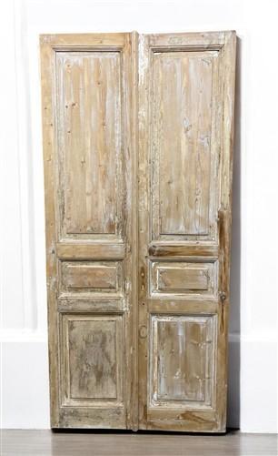 Antique French Double Doors (43.25x93) European Doors, Flat Panel Doors, A639