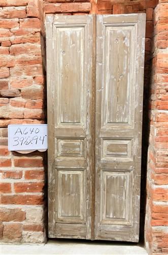 Antique French Double Doors (39.5x94) European Doors, Flat Panel Doors, A640