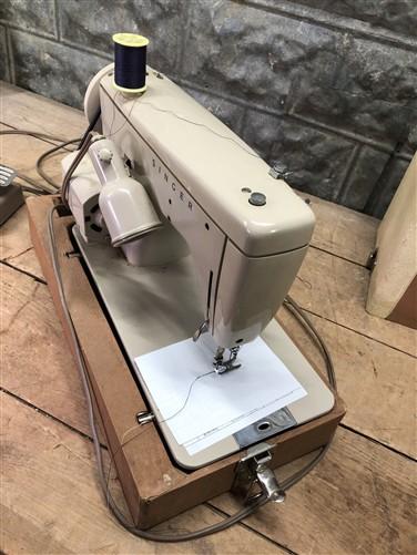 Sewing Machine - Fashion Mate Singer Sewing Machine Vintage Model 237, Pedal & Carry Case, by The Old Grainery (carry case...