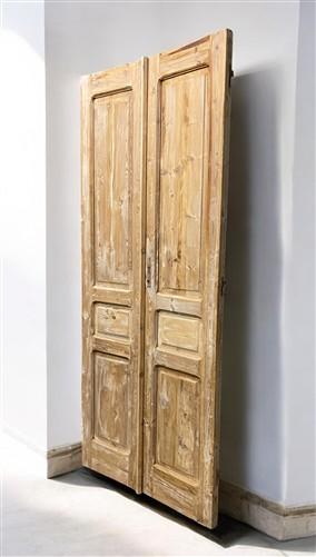 Antique French Double Doors (39.5x92.5) European Doors, Flat Panel Doors, A646