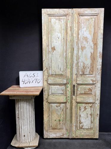Antique French Double Doors (40.25x90) European Doors, Flat Panel Doors, A651