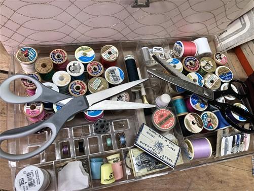 Sewing box - Singer Sewing Machine Attachments, Buttonholer, Zigzagger, Sewing Box Novelties, by The Old Grainery (attachm...
