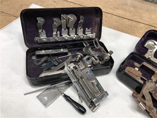 Sewing Machine attachments - Greist White Rotary Vintage Sewing Machine Attachments, Sewing Parts Metal Box, by The Old Gr...