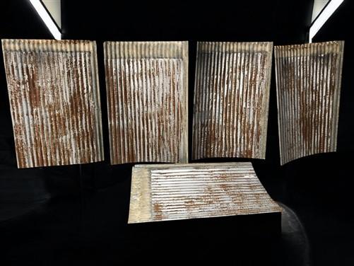 5 Galvanized Tin Sheets, Roof Ceiling Sink Backsplash, Architectural Salvage A35