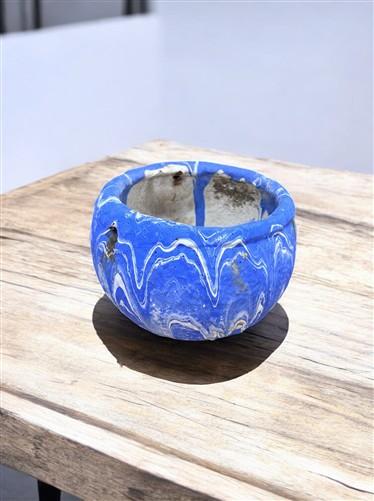 Pottery - Ozark Roadside Tourist Pottery, Blue Drip Hanging Pot Planter, Horrine Style E by The Old Grainery (american fol...