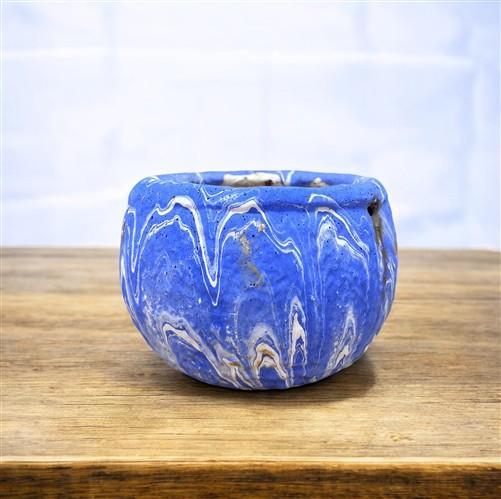 Pottery - Ozark Roadside Tourist Pottery, Blue Drip Hanging Pot Planter, Horrine Style E by The Old Grainery (american fol...