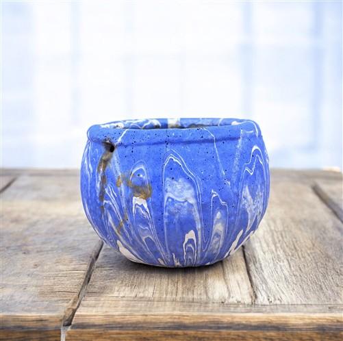 Pottery - Ozark Roadside Tourist Pottery, Blue Drip Hanging Pot Planter, Horrine Style E by The Old Grainery (american fol...