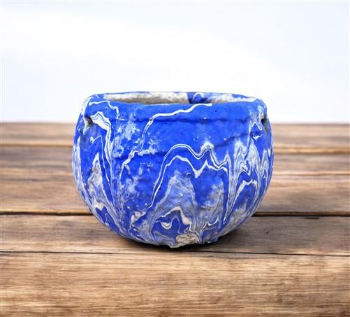 Ozark Roadside Tourist Pottery, Blue Drip Hanging Pot Planter, Horrine Style F