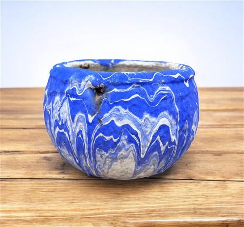 Ozark Roadside Tourist Pottery, Blue Drip Hanging Pot Planter, Horrine Style F
