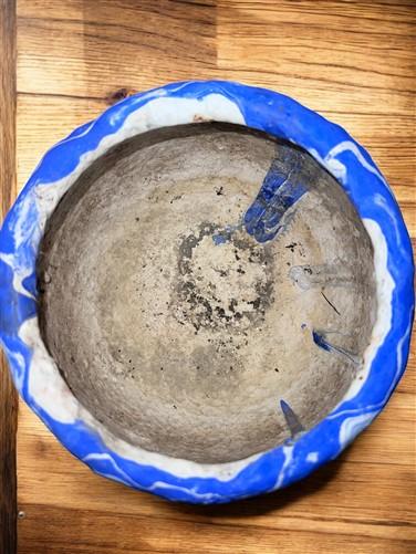Ozark Roadside Tourist Pottery, Blue Drip Hanging Pot Planter, Horrine Style F