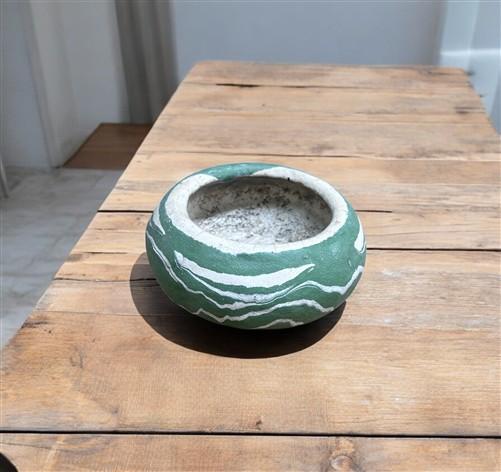 Pottery - Ozark Roadside Tourist Pottery, Green Drip Jardeniere Planter, Horrine Style G by The Old Grainery (americana po...